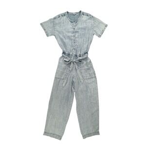 Splendid Short Sleeve Ray Jumpsuit Womens Blue Medium Bleached Indigo NEW w/Tags